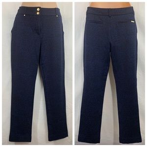 ANNE KLEIN Black / Blue Slim Ankle Dress Pant Pants Stretch Waist Size 4 Perfect